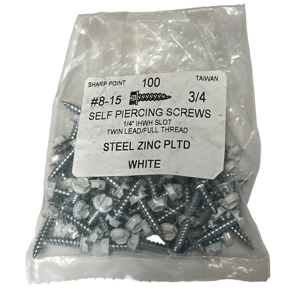 Screws - #8 x 3/4" White (100/bag)  [100-301]