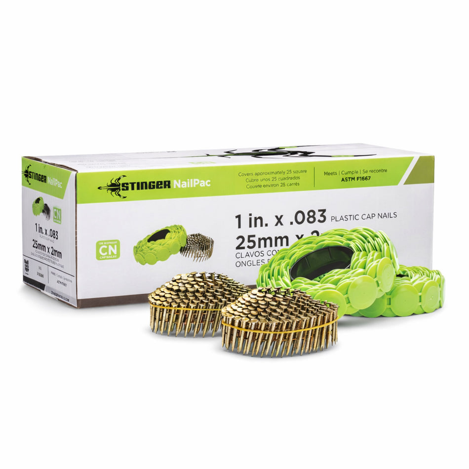 Stinger NailPac 1 in. Collated Roofing Nails with Plastic Caps [100-910]