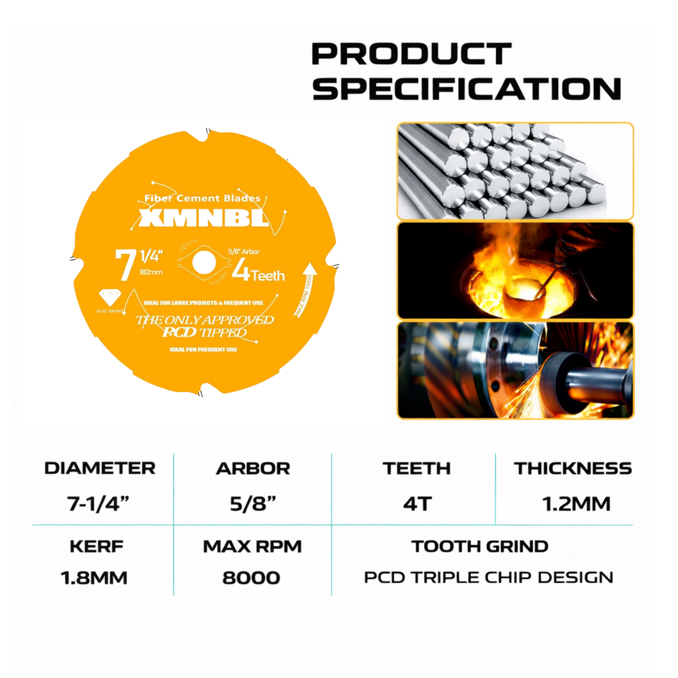 Blade Saw Fiber Cement Diamond 7 1/4" 4tpi  [130-266]