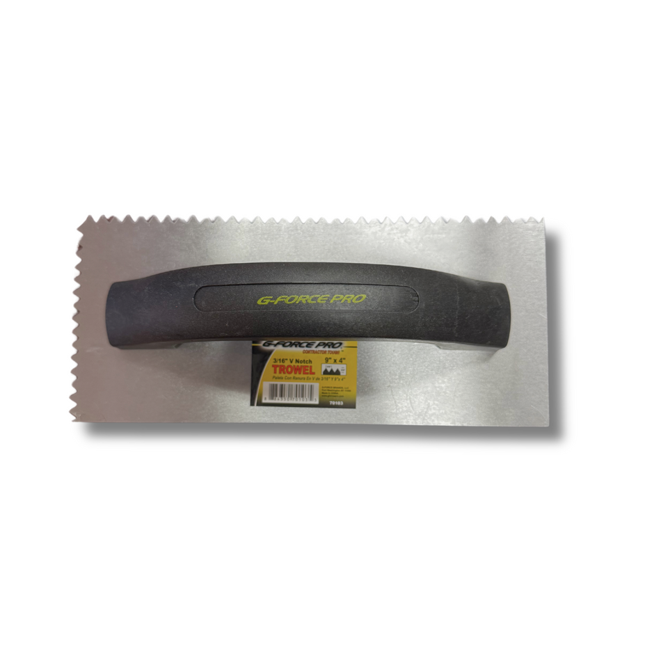 Trowels 3/16" V-Notched 9" X 4" Plastic Handle   [160-178]