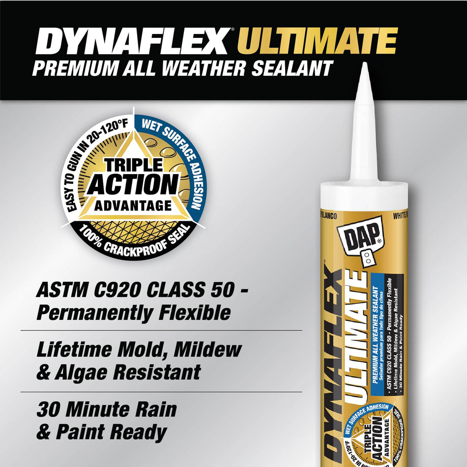 DAP Dynaflex Ultimate - All Weather Exterior Sealant 10.1oz (White) #16200 [160-801]