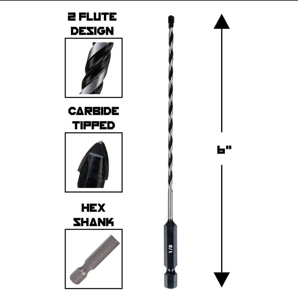 Bit - Masonry 1/8" x 6" Hex Shank [130-960]