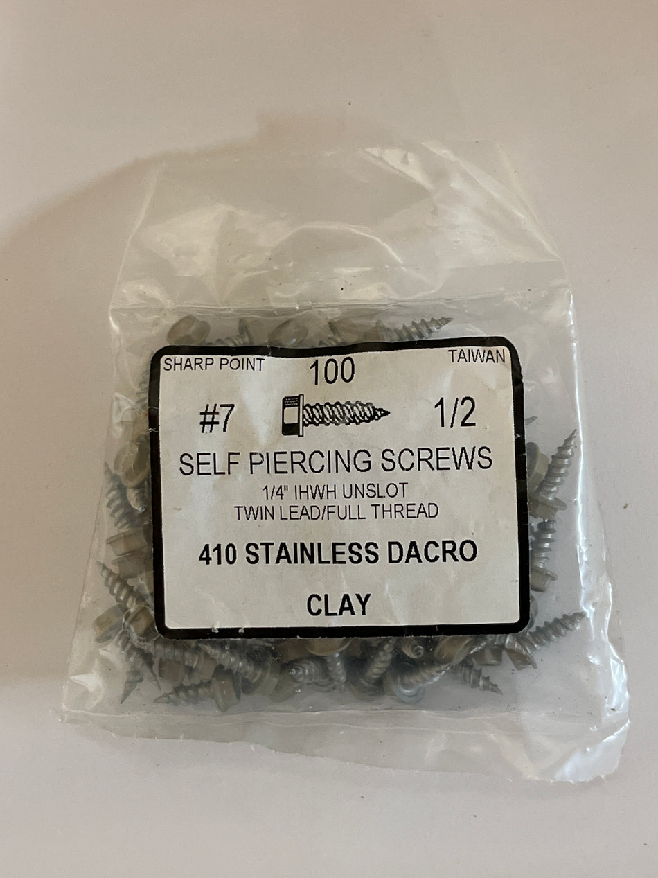 Screws - SS #7 x 1/2" Clay (100/bag)  [100-063]