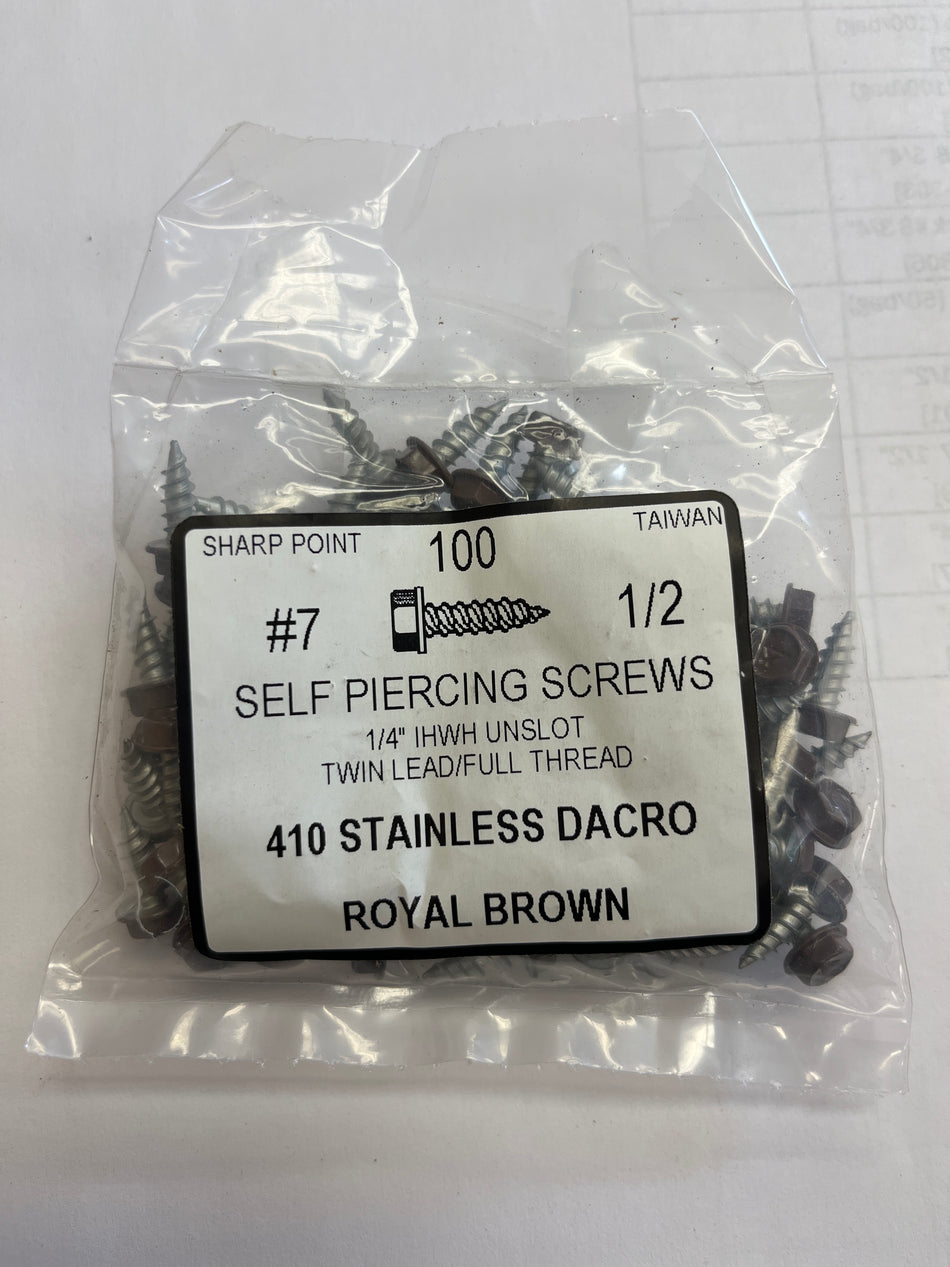 Screws - SS #7 x 1/2" Royal Brown (100/bag)  [100-091]