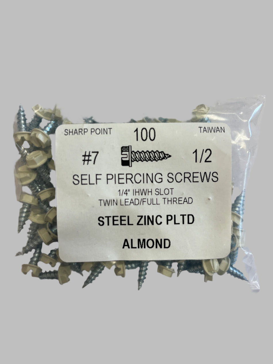 Screws - #7 x 1/2" Almond (100/bag)  [100-109]