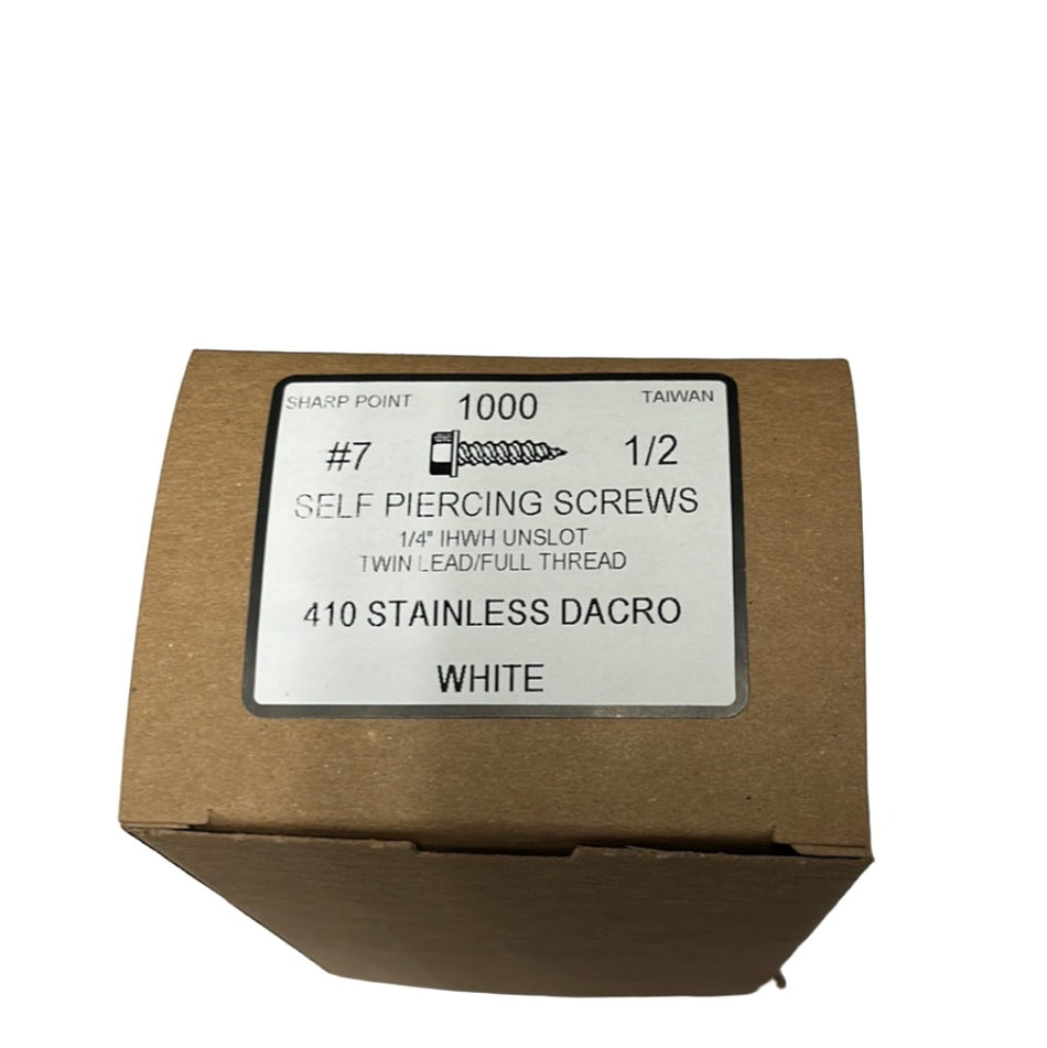 Screws - SS #7 x 1/2" White  (100/bag)  [100-081]