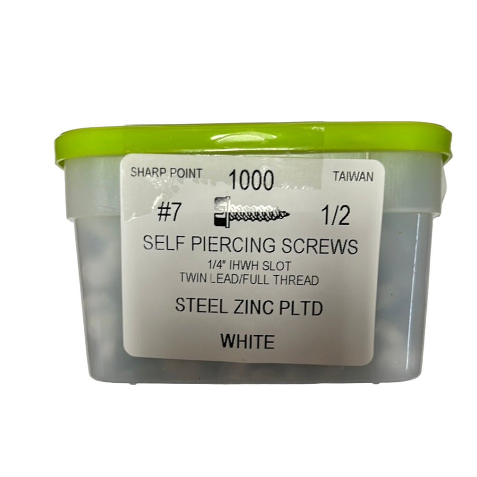 Screws - #7 x 1/2" White (1,000/Tub)  [100-100]