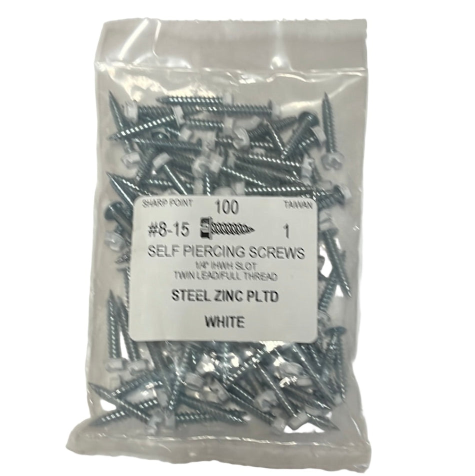 Screws - #8 x 1" White (100/bag)  [100-131]