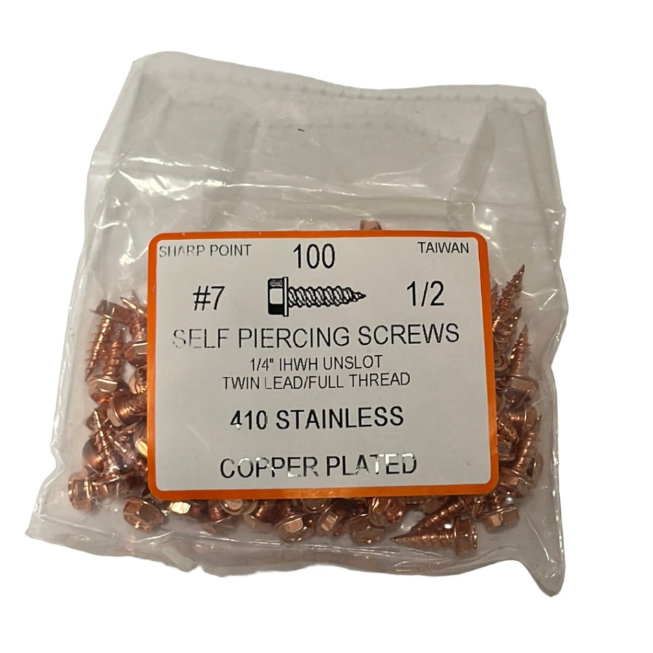 Screws - SS #7 x 1/2" Copper Plated (100/bag)  [100-095]