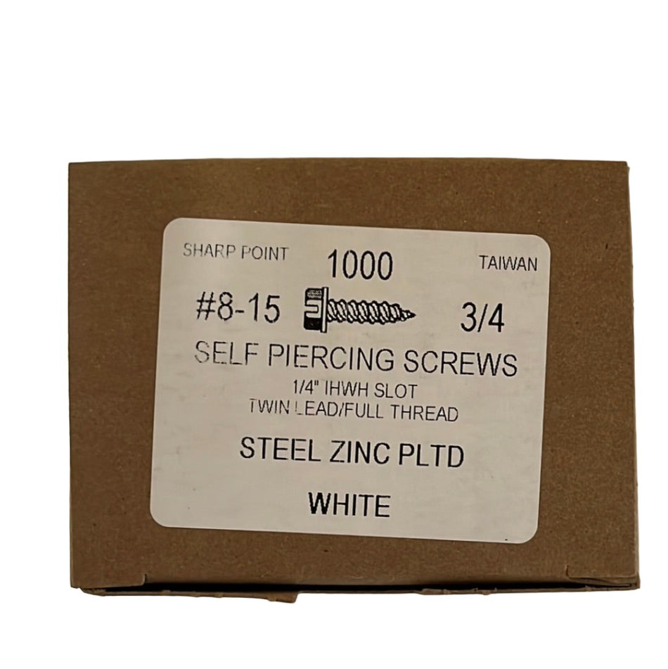 Screws - #8 x 3/4" White (100/bag)  [100-301]