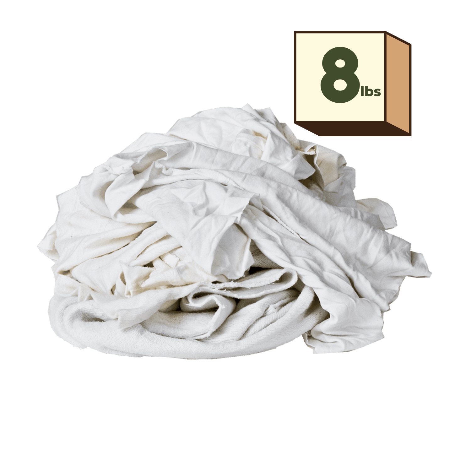 Recycled White T-Shirt Wiper Rags – 8 lb Box of Durable Cleaning Cloths ...