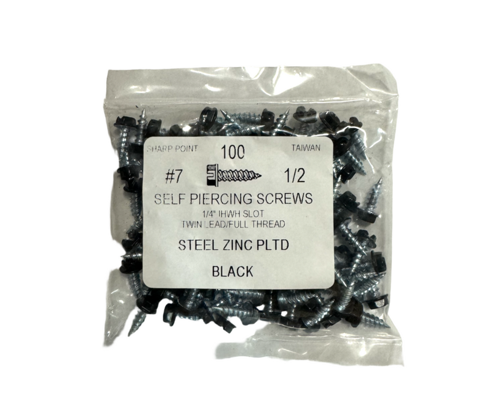 Screws - #7 x 1/2" Black (100/bag)  [100-113]